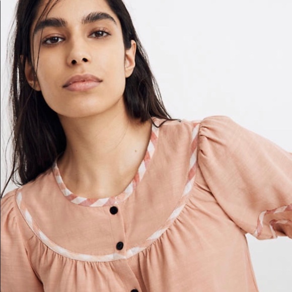 New Madewell Gingham Trimmed Yoke Top - Picture 2 of 5